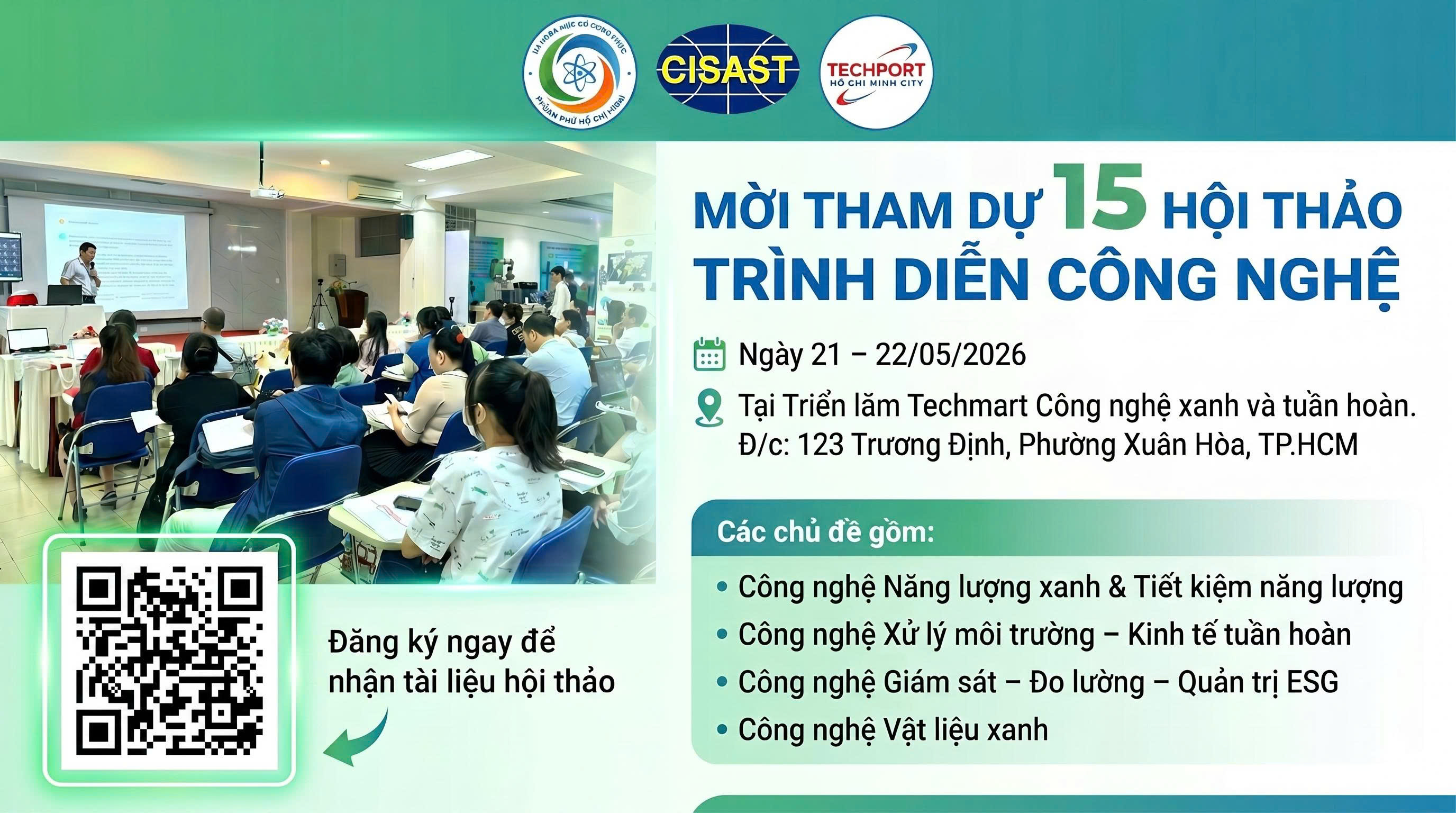 Khám phá chuỗi hội thảo trình diễn công nghệ tại Techmart Công nghệ xanh và Tuần hoàn Năm 2026