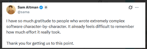 Giữa lúc hàng nghìn lập trình viên đang bị mất việc, Sam Altman đăng dòng tweet: 