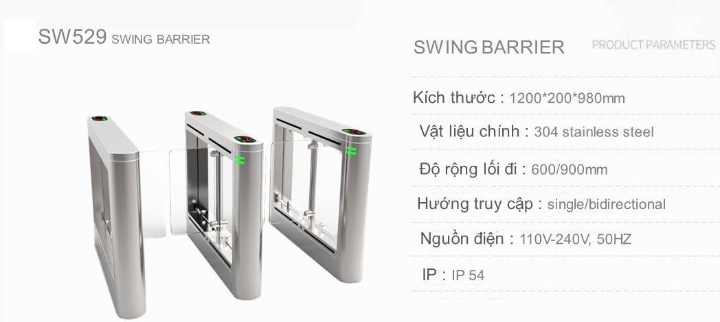 Swing barrier kiểm soát truy cập cho văn phòng