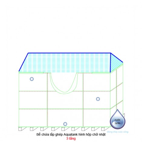 Bể chứa lắp ghép Aquatank hình hộp chữ nhật 3 tầng