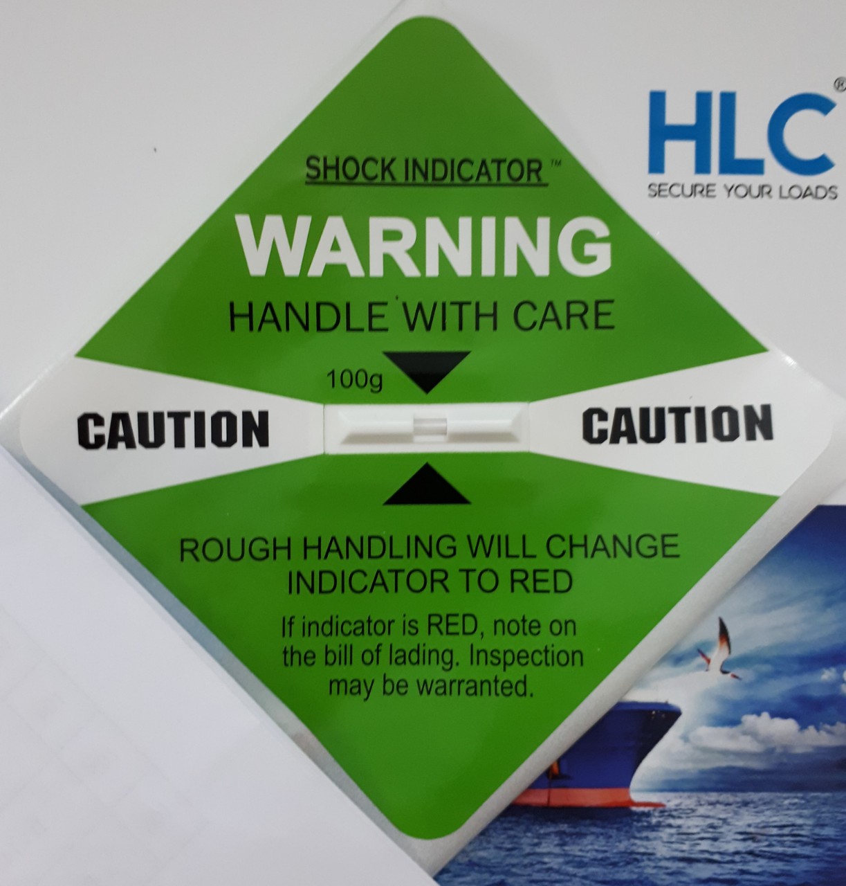 Nhãn cảnh báo hàng hóa bị va đập màu cam, đỏ, tím, vàng, xanh