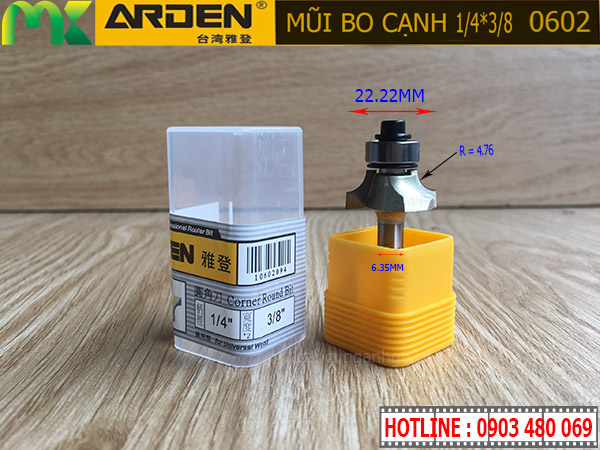 Mũi tròn góc ARDEN 1/4*3/8 0602 cốt 6.35mm