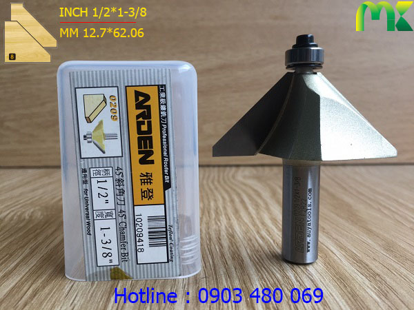 Mũi phay góc 45 độ ARDEN 1/2*1-3/8 0209 cốt 12.7mm