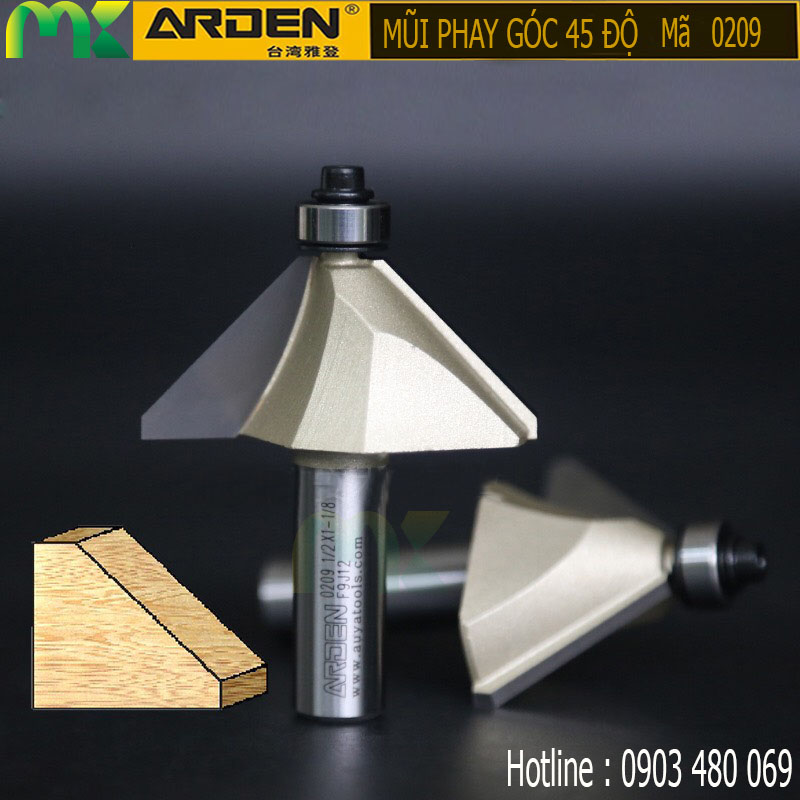 Mũi phay góc 45 độ ARDEN 1/2*1-3/8 0209 cốt 12.7mm