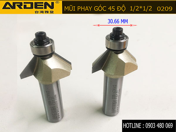 Mũi phay góc 45 độ ARDEN 1/2*1/2 0209 cốt 12.7mm