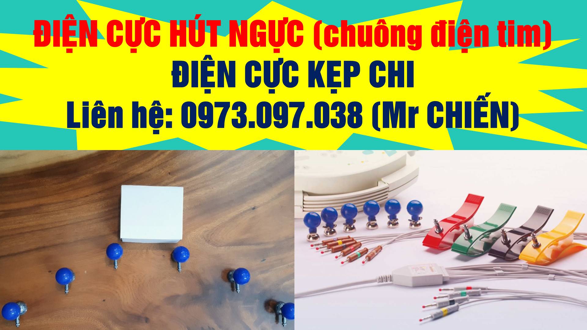 Chuông điện tim | Điện cực hút ngực | Điện cực kẹp chi