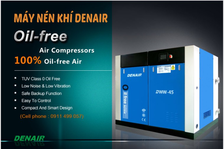 Máy nén khí trục vít không dầu Denair