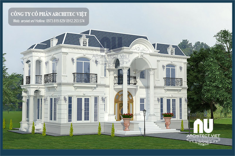 Thiết kế biệt thự 2 tầng tân cổ điển 180m2