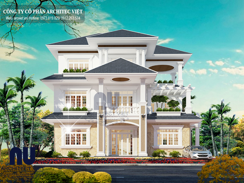 Biệt thự 3 tầng tân cổ điển diện tích 150m2 sang trọng quý phái