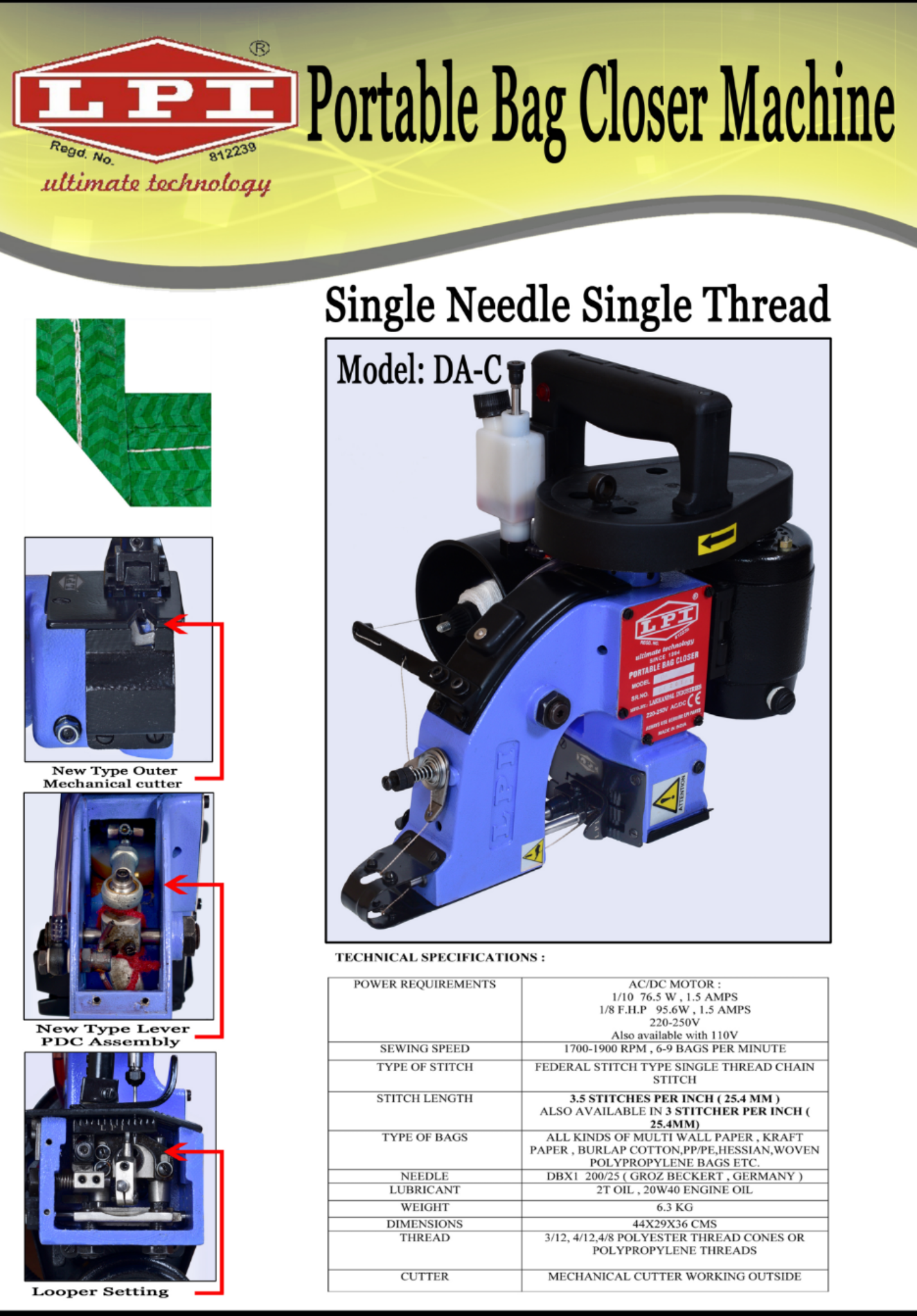 Portable Bag closer Machine