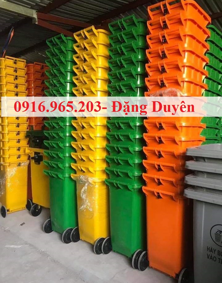 Thùng rác 240 lít y tế màu xanh