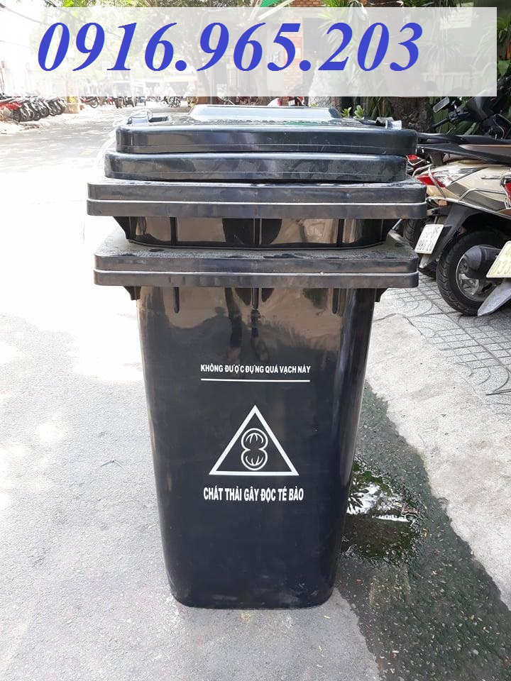 Thùng rác y tế 240 lít màu đen