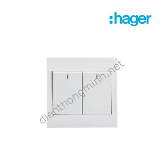 Mặt 2 công tắc 2 chiều, nút bấm lớn 10A Hager- WXEL122