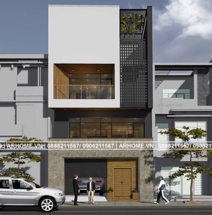 Mẫu thiết kế nhà phố 3 tầng có gara