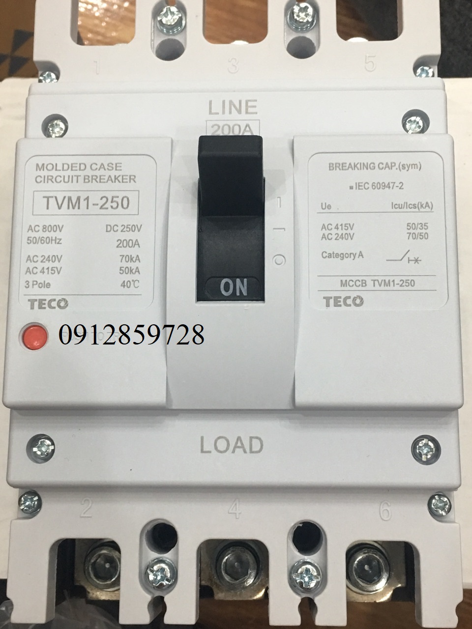 Aptomat (MCCB) TVM1-250/250A, xuất xứ Đài Loan
