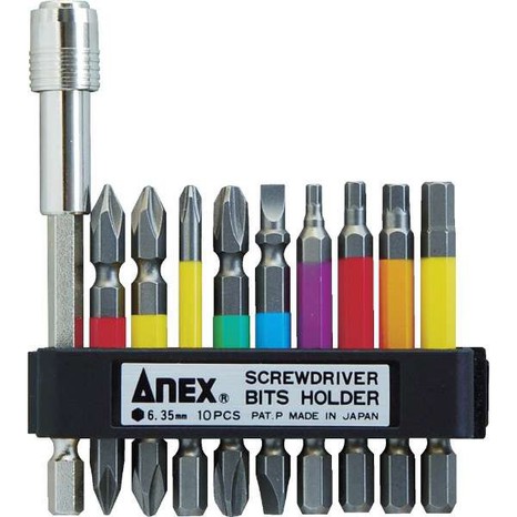Vỉ 9 mũi vặn vít và đầu nối vít ACMH9-E Anex
