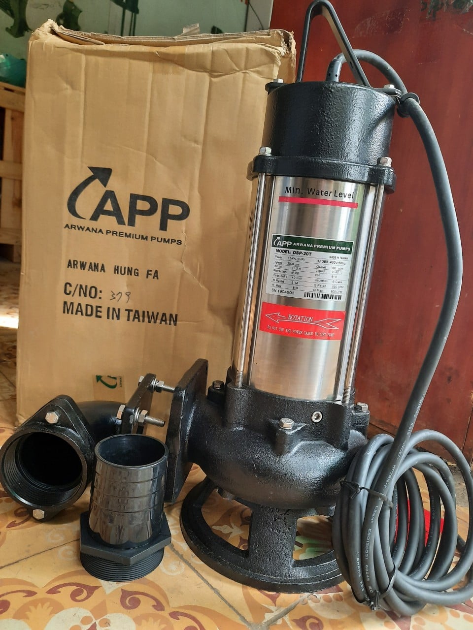 Bơm chìm nước thải bùn đặc, hố móng DSP 20T