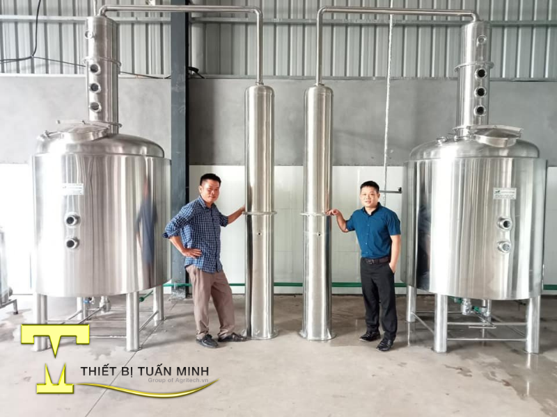 Nồi chưng cất rượu dùng tháp chưng cất Tuấn Minh