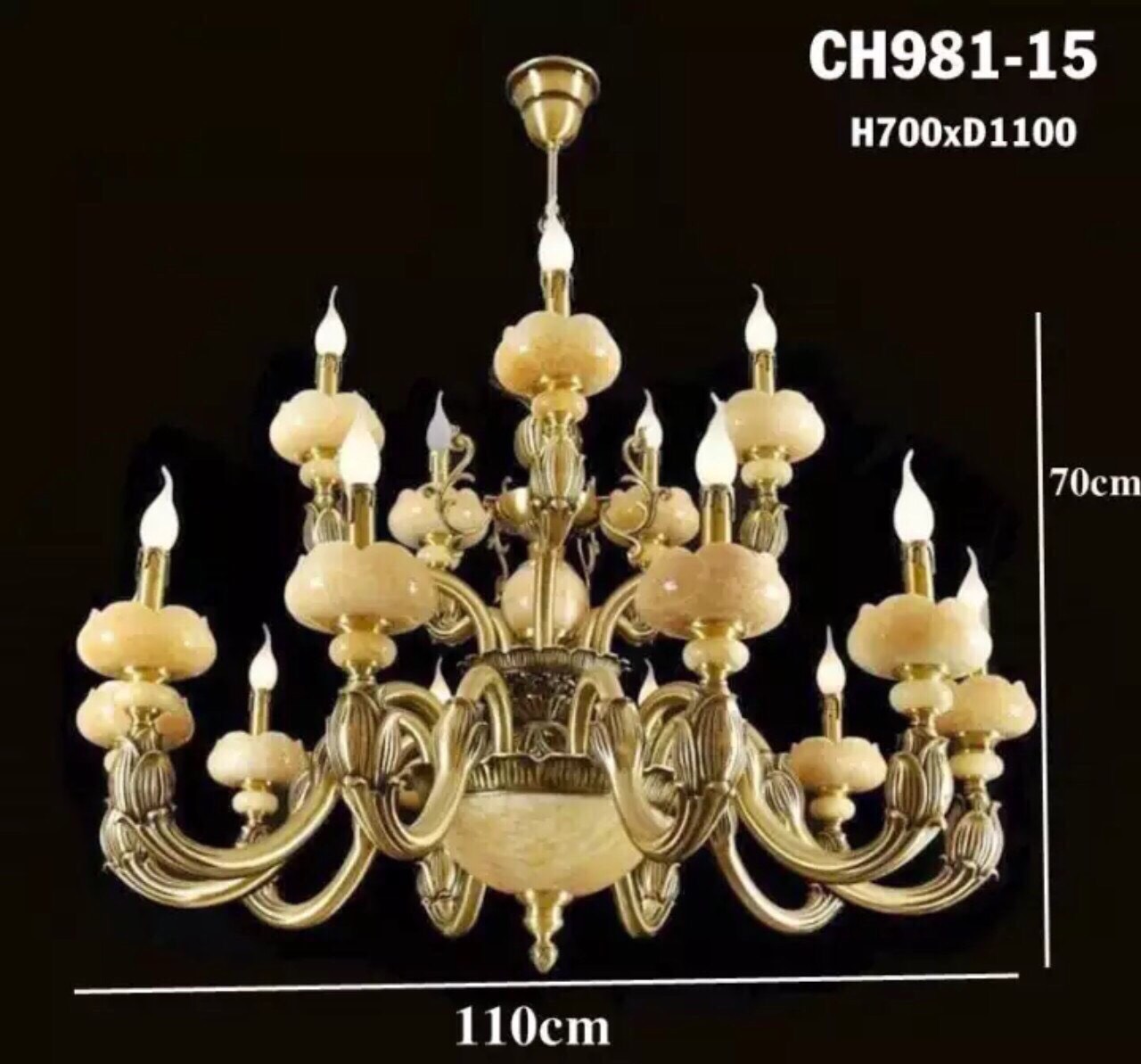 Đèn chùm đồng cho phòng khách CH-981/15