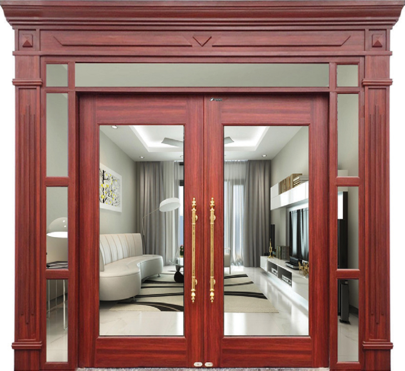 Cửa thủy lực vân gỗ mở quay TL1