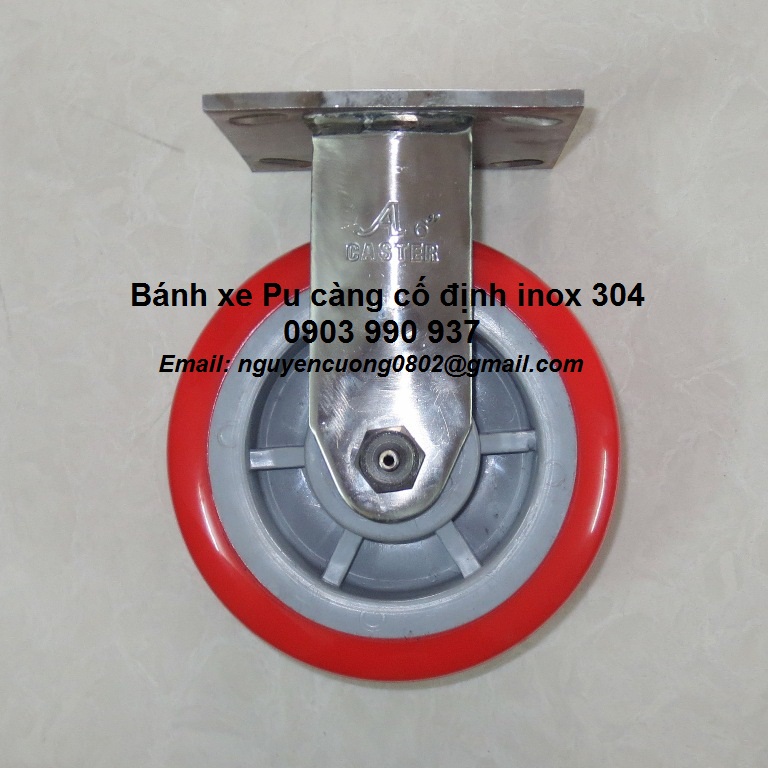 Bánh xe Pu 150 càng xoay inox 304 A Caster