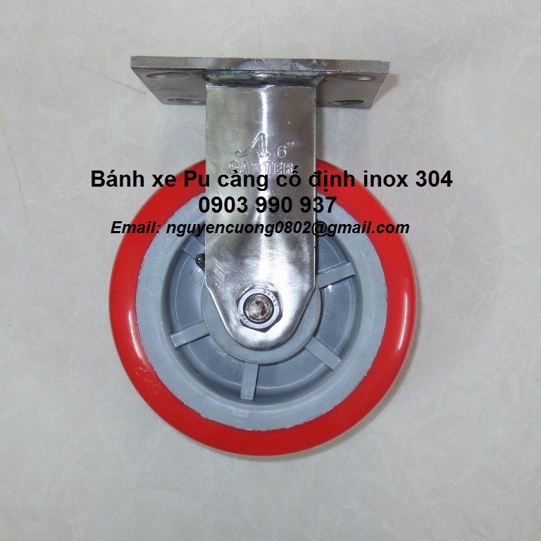 Bánh xe Pu 150 Càng cố định inox 304 A Caster