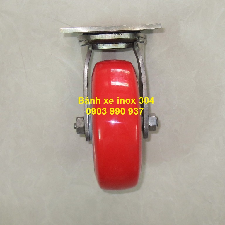 Bánh xe Pu 150 càng xoay inox 304 A Caster