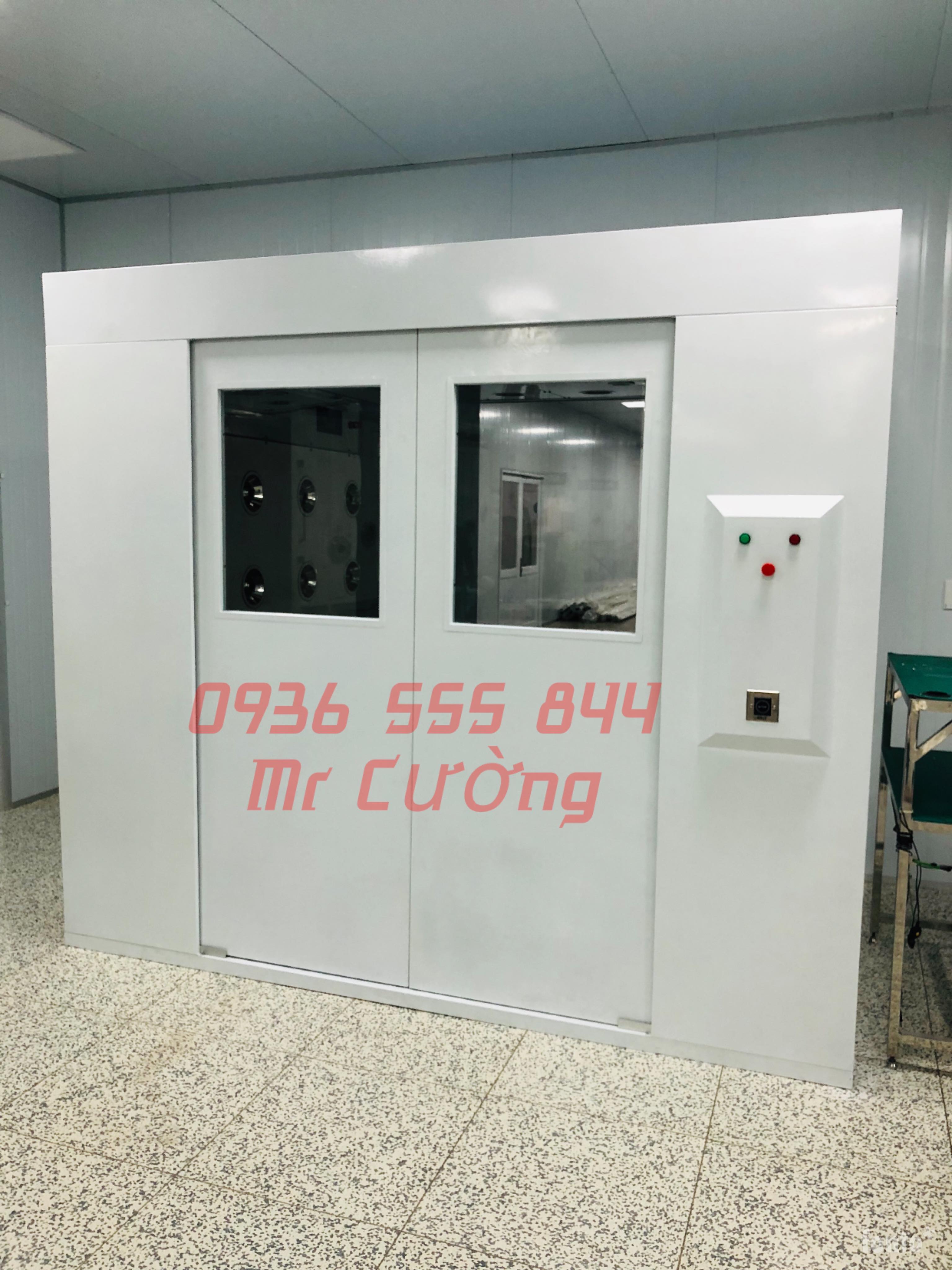 Air shower cửa trượt tự động 2 cánh (Sắt sơn tĩnh điện)
