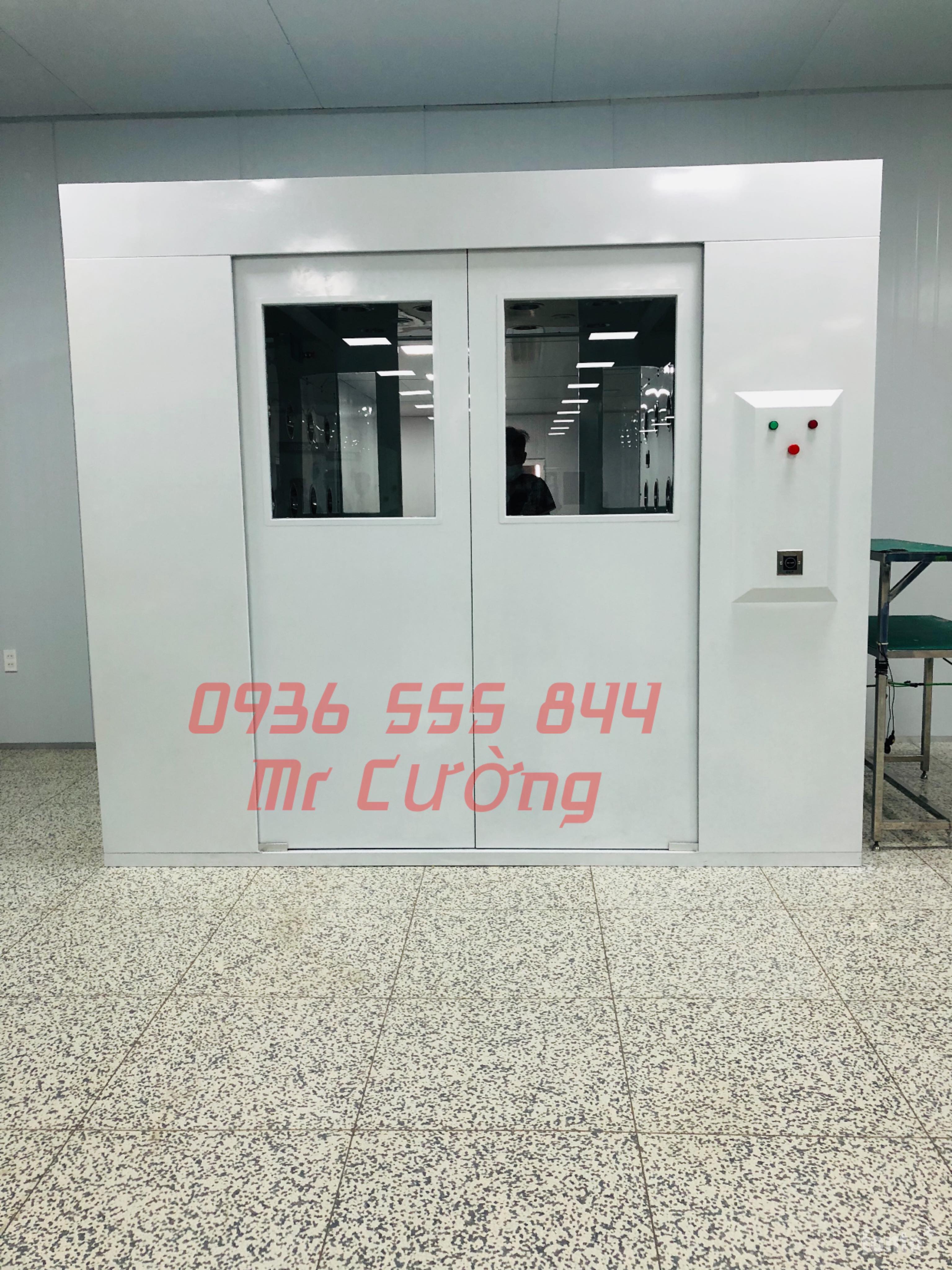 Air shower cửa trượt tự động 2 cánh (Sắt sơn tĩnh điện)