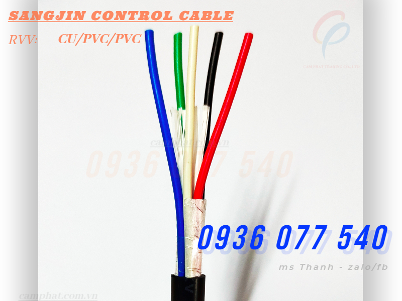 Cáp điều khiển Sangjin 5C x 0.5 SQMM - cáp điều khiển không chống nhiễu RVV