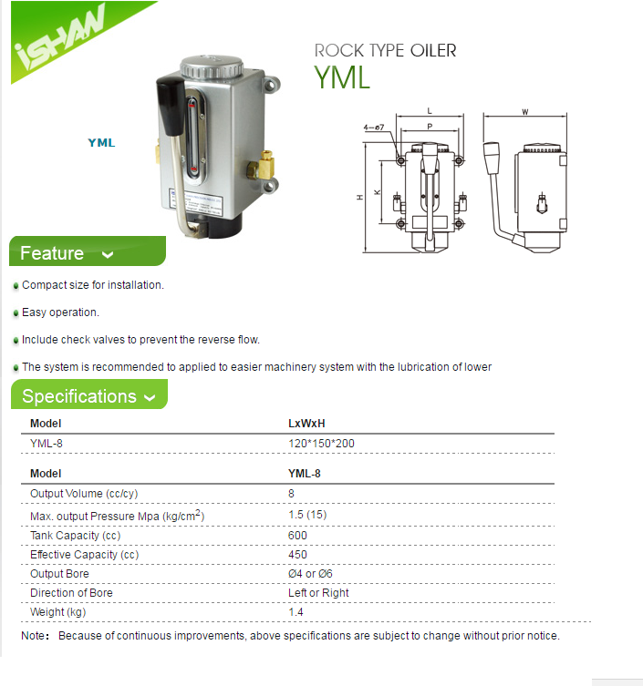 Máy bơm dầu bằng tay YML-8 Ishan