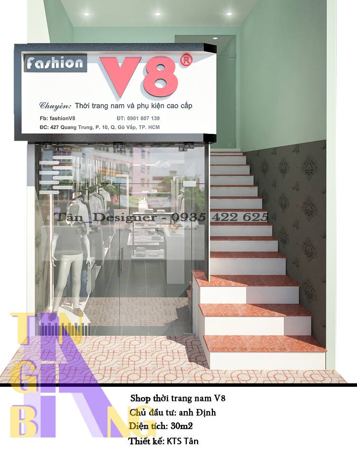 thiết kế và thi công trọn gói shop thời trang V8