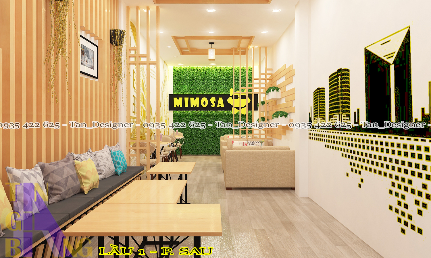 Thiết kế nội thất quán trà sữa Mimosa - Chi nhánh Gò Vấp
