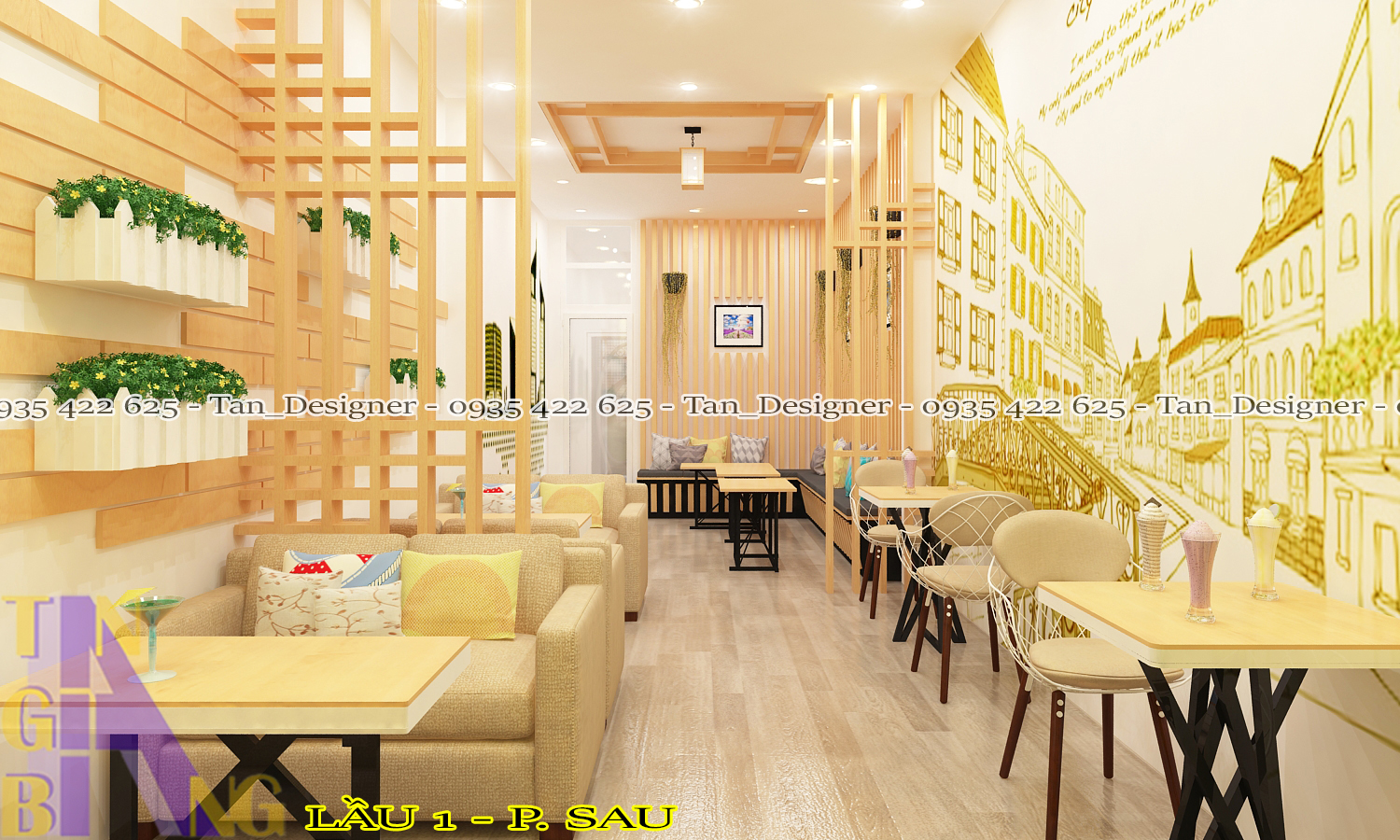 Thiết kế nội thất quán trà sữa Mimosa - Chi nhánh Gò Vấp
