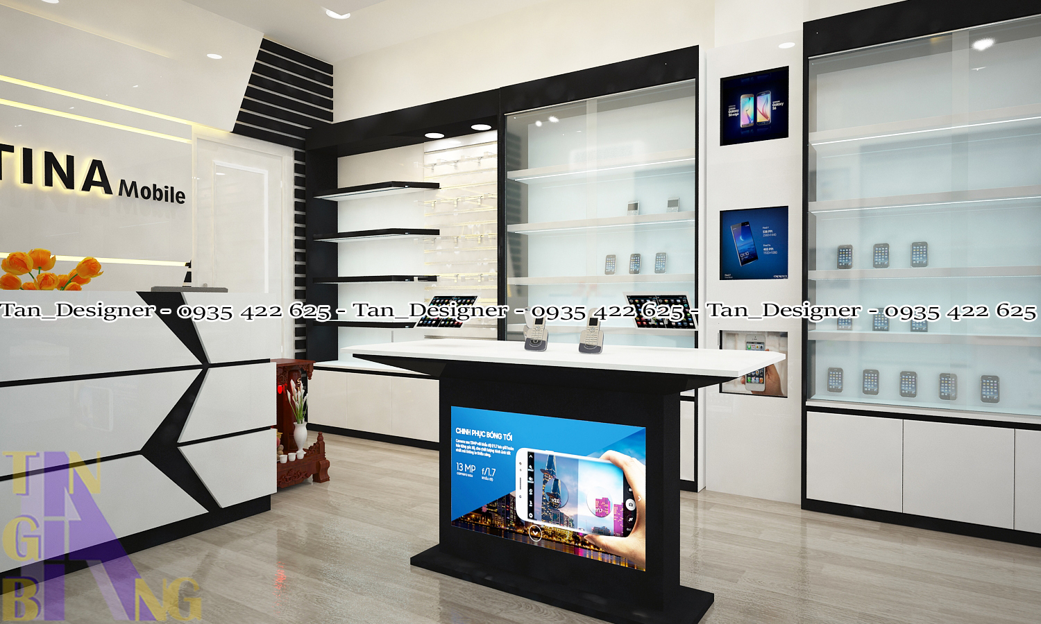 Thiết kế và thi công shop điện thoại TINA
