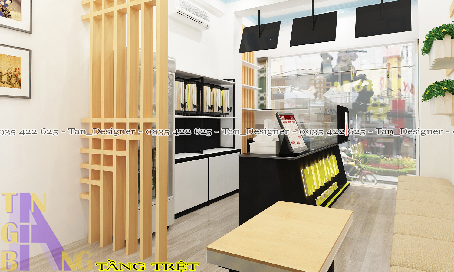 Thiết kế nội thất quán trà sữa Mimosa - Chi nhánh Gò Vấp