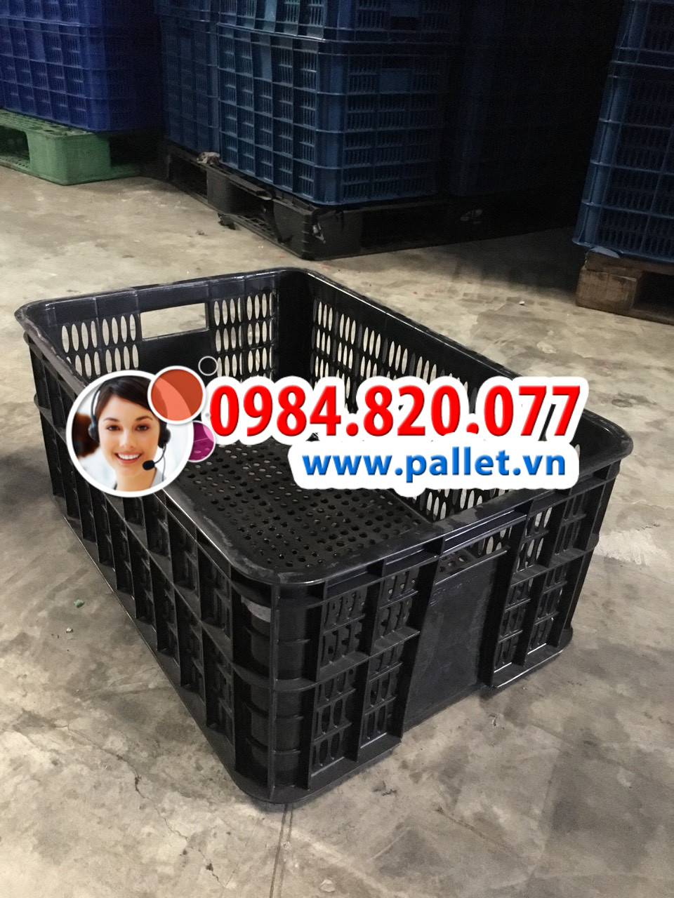 Sóng nhựa hở 2T5 giá rẻ - Kích thước 610x420x250mm - Pallet nhựa Việt Nhật