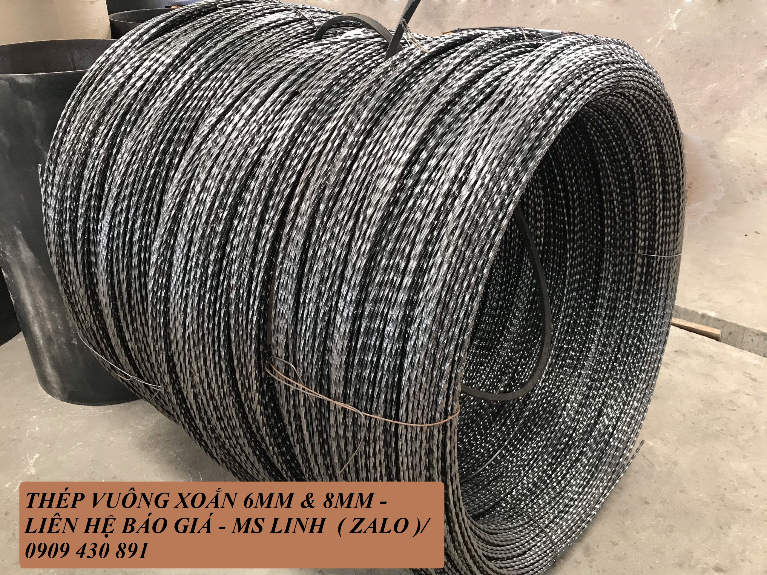 Thép vuông xoắn- Thanh vuông xoắn đặc 6mm & 8mm hàng Việt Nam