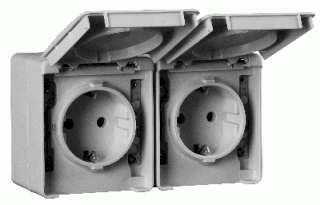Ổ cắm đôi Schuko chống nước IP65