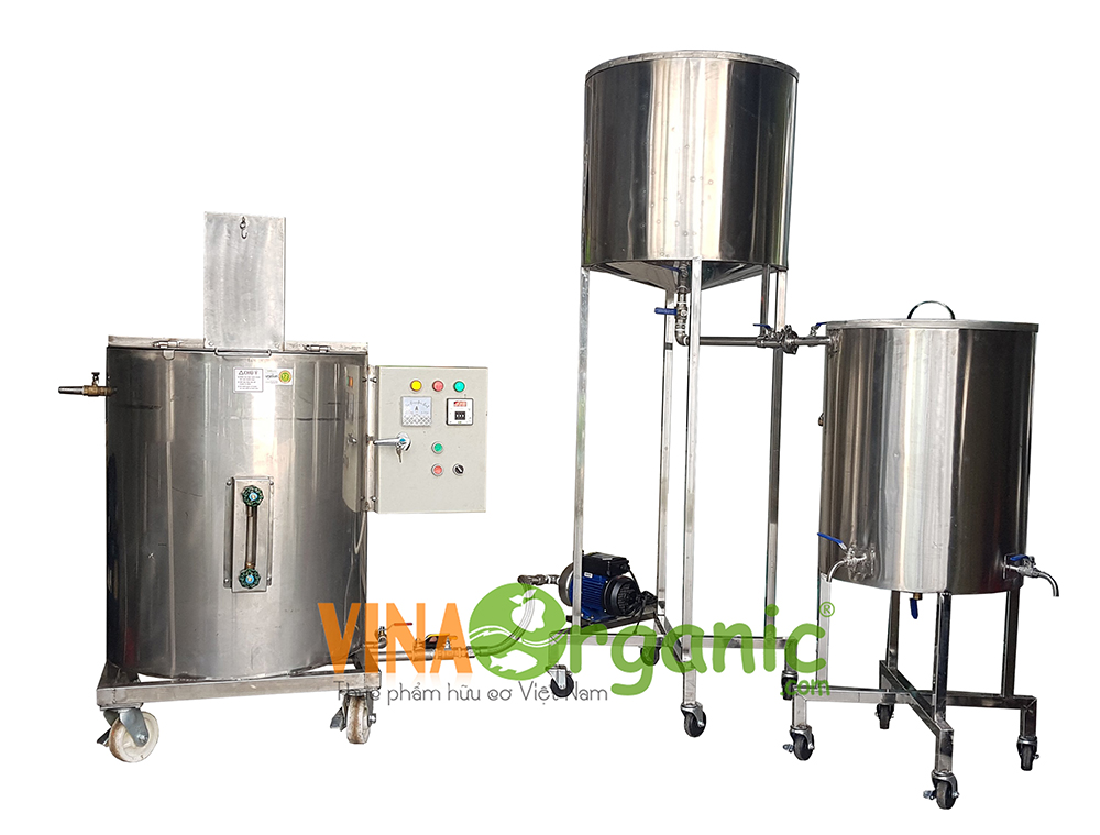 Máy nấu sữa bò, sữa dê thanh trùng 100L/mẻ VinaOrganic