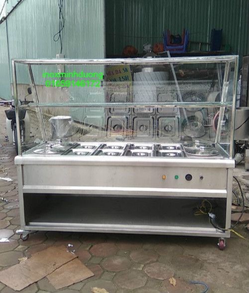 Tủ giữ nóng 8 khay 4 nồi có kính