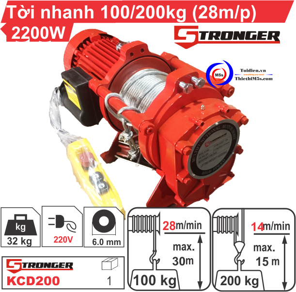 Máy tời nhanh xây dựng 100/ 200 kg Stronger (28m/ phút)