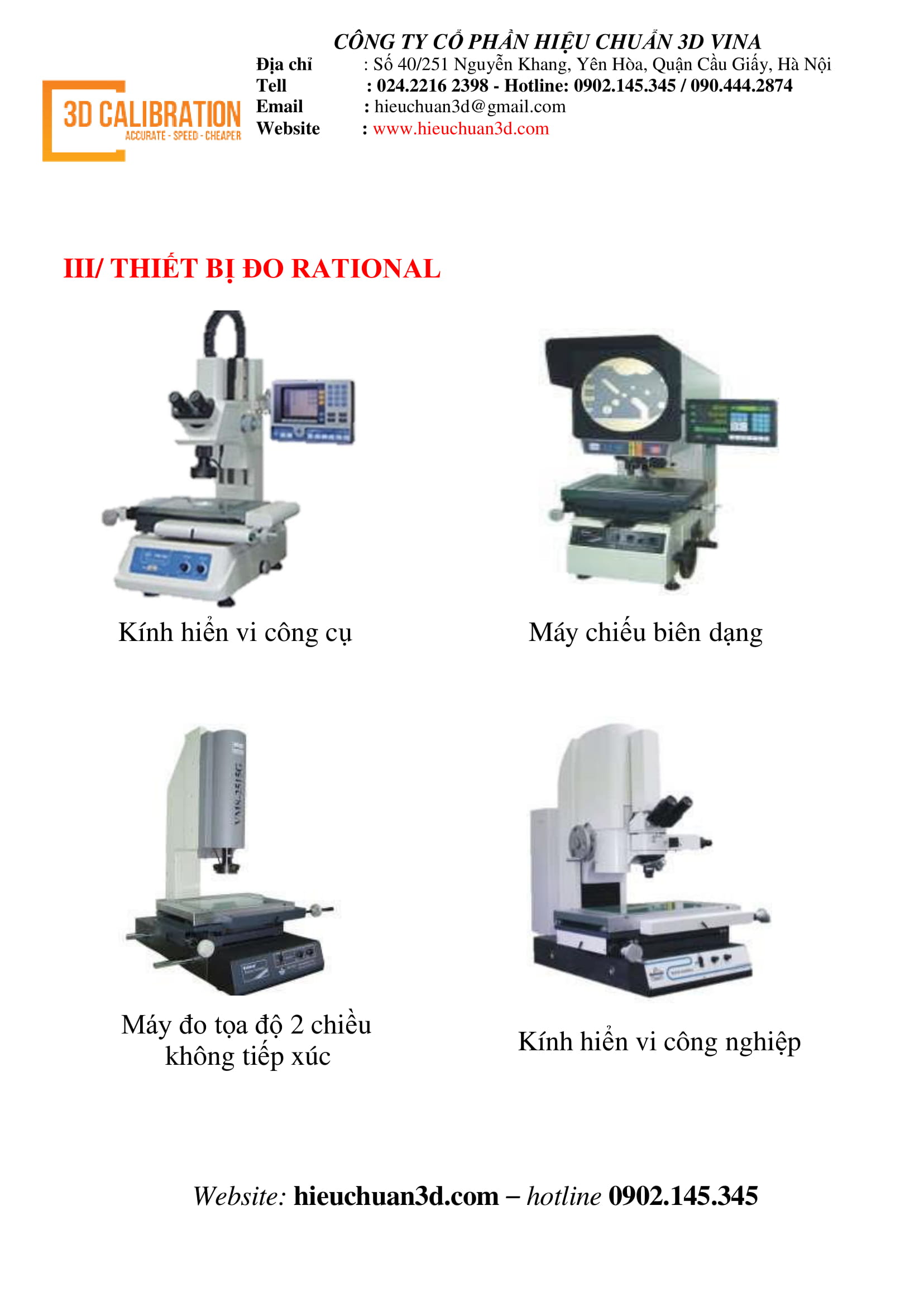 3D Vina – Trung tâm bảo hành, sửa chữa, hiệu chuẩn cho máy đo Rational