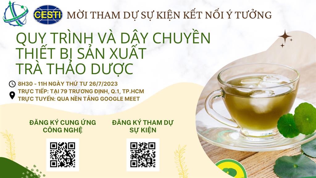 SỰ KIỆN KẾT NỐI Ý TƯỞNG VỚI CHỦ ĐỀ “QUY TRÌNH VÀ DÂY CHUYỀN THIẾT BỊ SẢN XUẤT TRÀ THẢO DƯỢC”